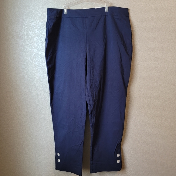 NWT Blue Jm Collection Diamonte Tab Pull-on Pants - Picture 2 of 8